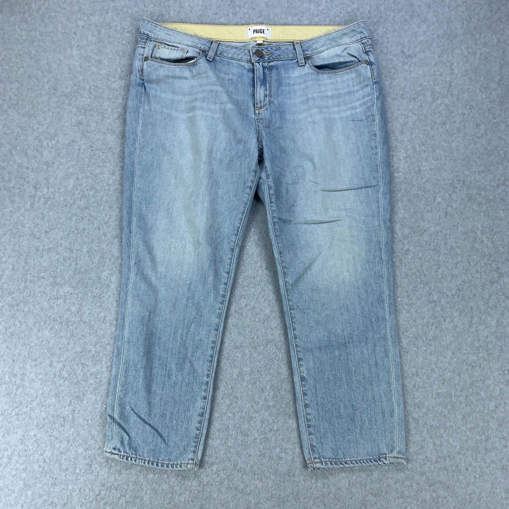 Paige Jimmy Jimmy Crop Jeans Womens 32 Blue Light Wash Boyfriend Denim 37x24